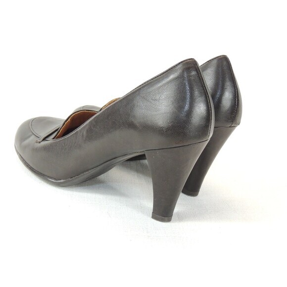 Bølo Brown Leather‎ Ebano Classic Academia Librarian Pumps Heels 8.5 - Picture 3 of 6